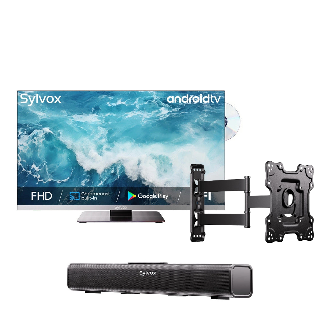 22 12V DVD Combo Ideal for Home and Marine(Marina series)+Sylvox Full Motion TV Wall Mount+12V Soundbar