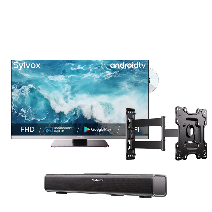 22 12V DVD Combo Ideal for Home and Marine(Marina series)+Sylvox Full Motion TV Wall Mount+12V Soundbar