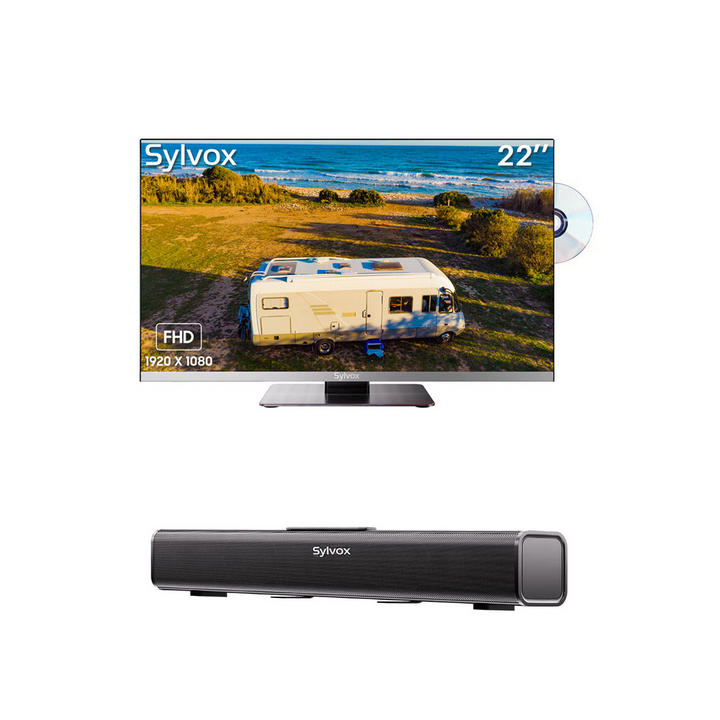22 Sylvox 12 Volt RV TV with DVD Player - 2023 RV Series+Sylvox 12V Soundbar