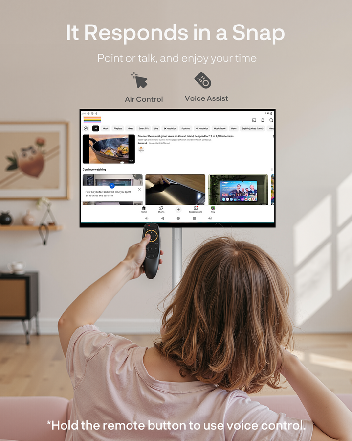 27" Portable Battery-Powered Smart TV on Wheels with Touchscreen (Rolling TV Series)