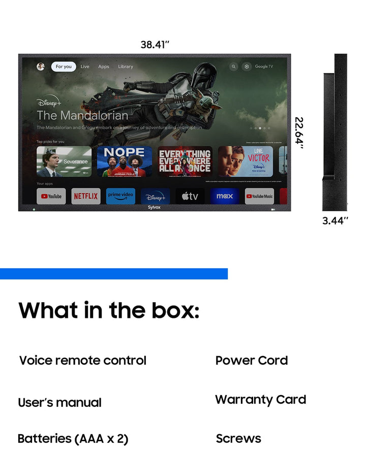 43" Advanced 2024 Pool Pro 2.0 QLED Google Outdoor TV