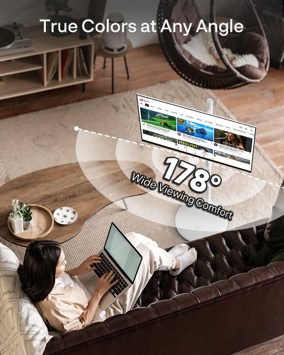 27" Portable Battery-Powered Smart TV on Wheels with Touchscreen (Rolling TV Series)