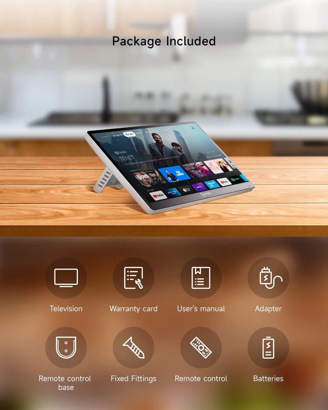 Sylvox 15.6" Under Cabinet Kitchen TV(2024 New Mode)