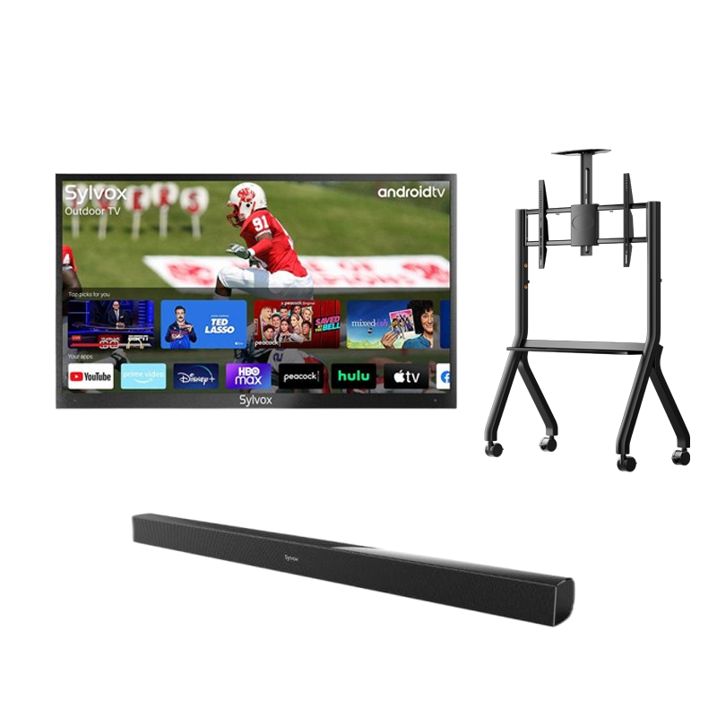 sylvox_43_Partial_Sun_Outdoor_TV_UK_Y-Type_Mobile_Rolling_TV_Cart_Waterproof_Soundbar